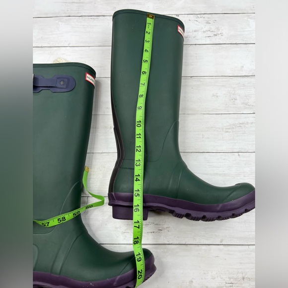 Hunter Original Tall Green Matte Rain Boots Size 7 Men / 8 Women - Picture 12 of 12
